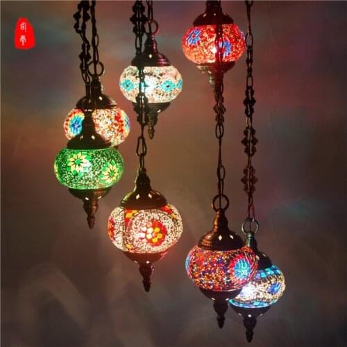 Turkish Moroccan Pendant Light Handmade Mosaic Stained Glass Corridor Stairwell Cafe Restaurant Hanging Light Lamp