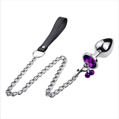 Traction Chain Bell Anal Plug Erotic Beads Butt Plug Metal Sex Toys Crystal Base Jewelry Prostate Massager Adult Products S0694