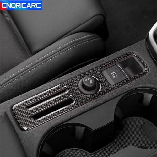 Carbon Fiber For Audi A3 8Y 2021 Center Console Electronic Handbrake Button Frame Decoration Cover Car Accessories