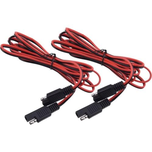 Universal 2Pcs 2m SAE to SAE Connector Extension Cable DC Power 18AWG Solar Battery Harness