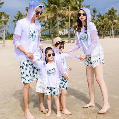 UPF50+ Family Matching Top Shirts Jacket Coats Summer Beach Mommy and Me Clothes Sunscreen Mother Daughter Clothes UV Protection