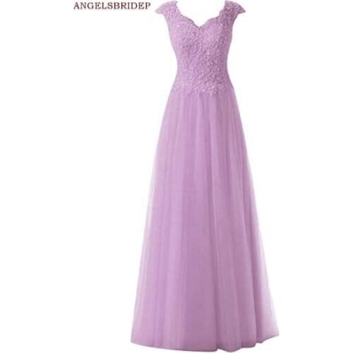 ANGELSBRIDEP Cap Shoulder Long Evening Dresses Vestidos de festa Sexy Sweetheart Applique Floor-Length Formal Gala Prom Gowns