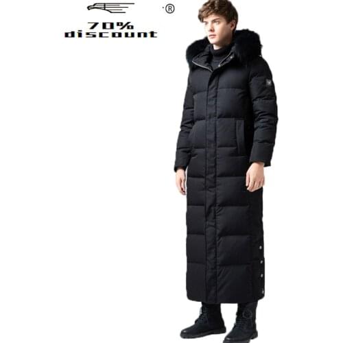 Winter Goose Down Jacket Men Long Coat Men Raccoon Fur Collar Plus Size Warm Mens Jackets Doudoune Homme 0008 KJ2334