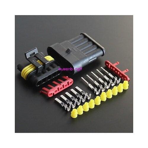 10)-5Pin Waterproof Electrical Wire Connector Plug 10 sets Automotive Marine