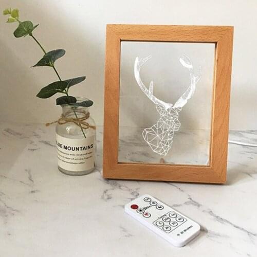 3D Visual Wooden Night Light LED Photo Frame Camera Image Lamp Bedroom Bedside Decoration Creative Gifts