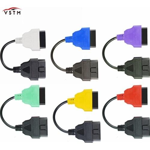 6PCS/lot fiatecuscan OBD2 Connector plus 16Pin OBD2 to 3Pin OBD1 Diagnostic Adapter Connector Cable For Fiat Alpha Romeo