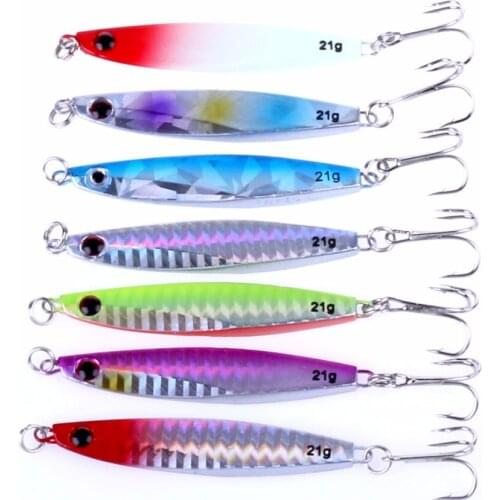 7pcs New Metal Lead Head Bait Fishing Lure 6cm 21g Spoon Fishing Lure Pesca Spinner Bait Fishing Accessories Slice Jig Bait