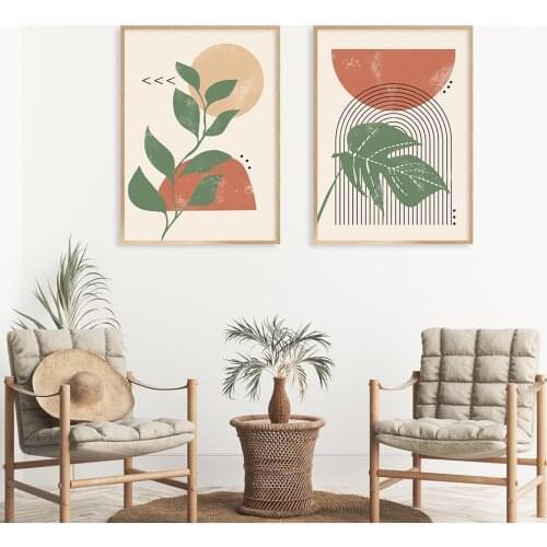 Abstract Geometry Bohemia Terracotta Sun Leaves Posters Canvas Paintings Wall Art Prints Picture Living Room Interior Home Decor