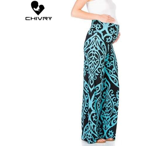 Chivry New Women Maternity Pants Pregnancy Trousers Pregnant Women Straight Loose Leopard Print Pants Pregnant Women Wide Pants