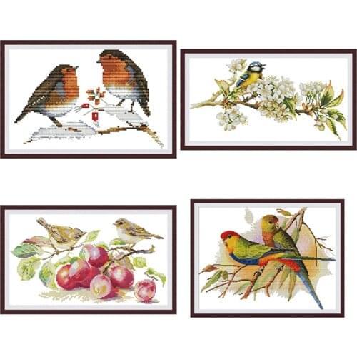 Flowers Fruit Birds Chinese Count Cross Stitch Pattern Kit DIY Embroidery Cross Stitch Set 14CT 11CT Canvas DMC Cross Stitch Kit
