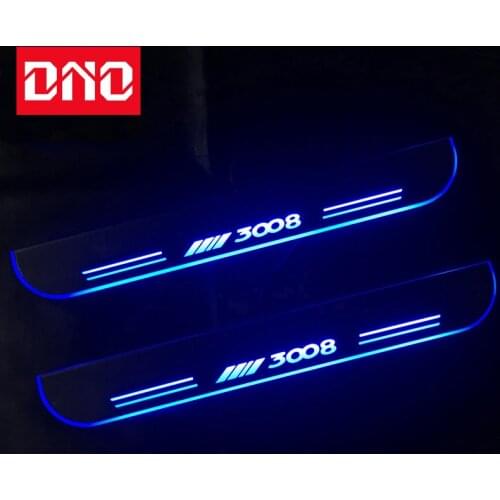 DNO Trim Pedal LED Car Light Door Sill Scuff Plate Pathway Dynamic Streamer Welcome Lamp For Peugeot 3008 2013 - 2018 2019