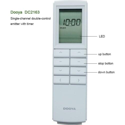 Dooya timer emitter DC2163 single channel double control remote 433MHz 3V for motorized electric roller blinds window curtain