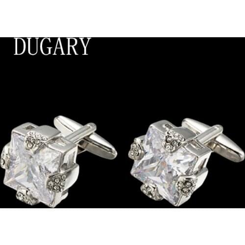 DUGARY Luxury shirt cufflinks for mens Brand cuff buttons cuff links High Quality white crystal abotoaduras Jewelry gemelos