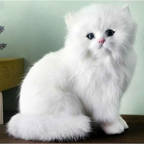 1Pc Simulation Persian Cat Toy Animal Model Cute Persian Cat Realistic Plush Toy Children’s Gift Desktop Toy Decoration