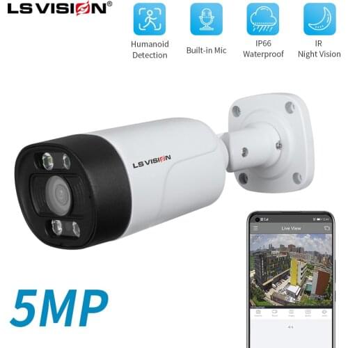 LSVISION 5MP 3MP Audio IP Security Surveillance Camera POE H.265 Outdoor Waterproof IP66 CCTV Camera P2P Video Home for POE NVR