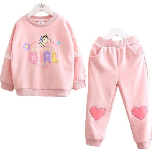 Girls Suits Spring New Baby Girls Cotton Clothing Set Kids Unicorn Long Sleeve Top + Pants 2-Pce Suit Sweet Child Clothes 3-8Y