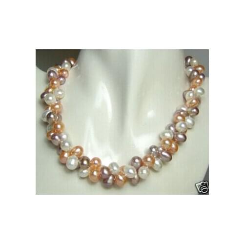 Beautiful 6-7mm Multicolor Freshwater Cultured Pearl Necklace 18"