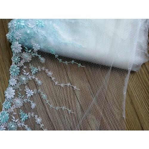 2Yds Embroidered Flowers Lace Trim Fabric For DIY Clothing Accessories Sewing Materials Garter Yellow Purple Fabric 24cm Wide