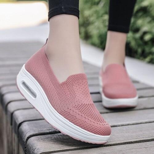 Loafers Flat Platforms Spring Autumn Womens Swing Shoes Mesh Women Female Shoe Wedges Ladies Shoes Height Increasing Sneakers Y