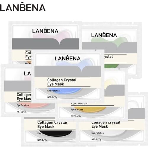 LANBENA 5Pairs Collagen Crysal Eye Mask Anti Aging Fade Wrinkle Eye Bag Reduces Fine Lines Eyes Patch Moisturizing Serum Eyemask