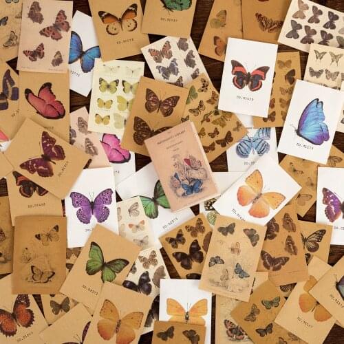80 pcs Mini Pocket little Book Material Kraft Paper Junk Journal Planner Butterfly Clipbook Craft Paper DIY Scrapbooking Album