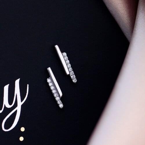 Minimalist Flat Bar Stud Earrings For Women Chic Cubic Zirconia Accessories For Women Jewelry