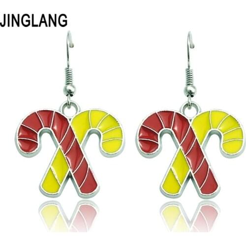 Fashion Dangle Earrings Mix Color Enamel Double Crutch Charms Earring For Women Jewelry Free Shipping