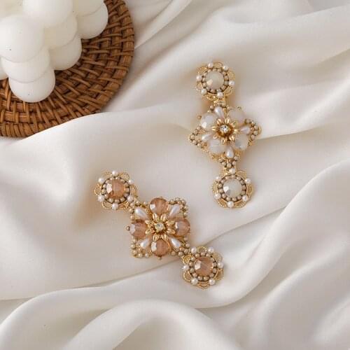 MOGAKU Fashion Pearl Crystal Hair Grips Rhinestone Flower Headdress for Women Bohemia Wedding Party Hair Jewelry Girls Barrettes