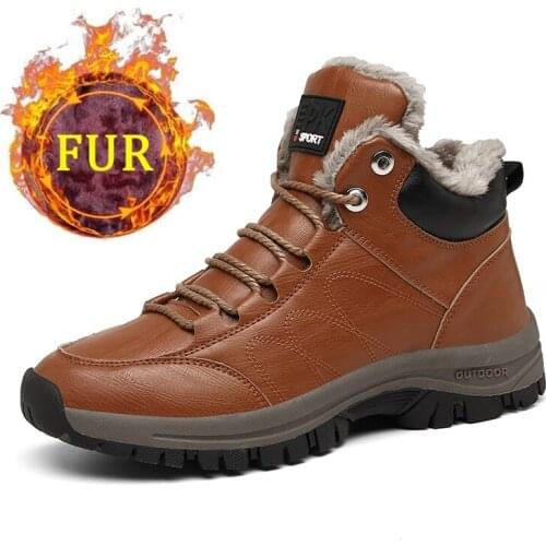 High-top Winter Plus warm Hiking Shoes Men Outdoor Waterproof High Quality Casual Sneakers Male Non-slip Trekking Climbing Boots