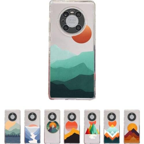 Art painting Mountain sun print Phone Case Transparent For Huawei enjoy 20 10 9 8 7 S SE E C Z pro plus lite Soft TPU Clear bags