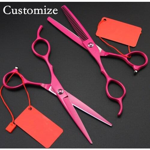 Customize Left hand 440c 6 inch ROSE cut hair scissors set cutting barber haircut tools thinning shears hairdressing scissors