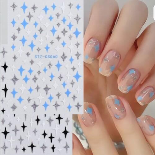 1 Pc Four-pointed Star Nail Art Powder Stickers Halloween Flame Moon Design Manicure Decorative Jewelry Adhesive Decals XQL02