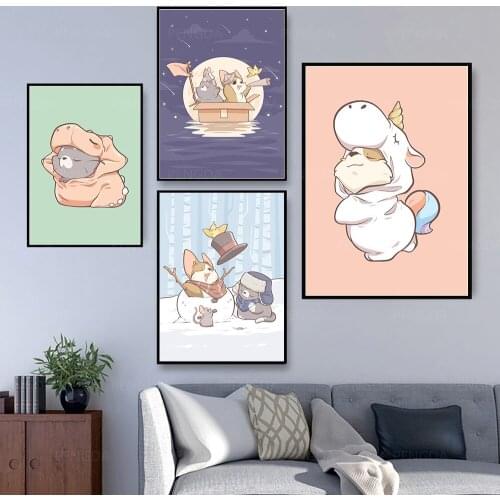 Wall Art Home Decoration Dog Cartoon Ship Canvas Paintings Cartoon Cute Gift Pictures HD Prints Modular Poster For Living Room