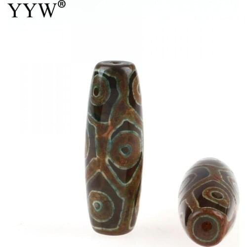 Natural Tibetan Agates Dzi Beads Brown Buddha Power Beads Amulet Diy Necklace Bracelet Sold By PC 14*40mm