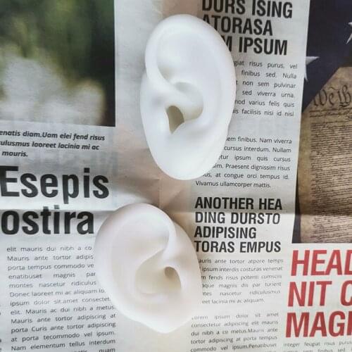 One pair White silicone ear model jewelry design earrings shooting props simulation human ears education model