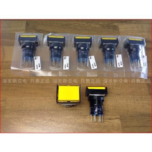 Original new 100% AL6H-M24Y 24VDC 8pin with yellow button switch flat button double NO NC