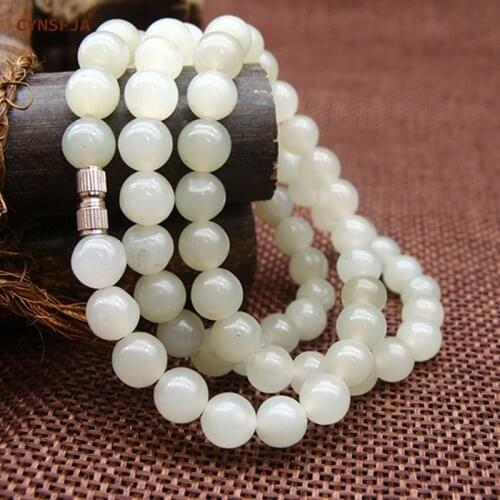 CYNSFJA Real Rare Certified Natural Hetian White Jade Nephrite Beads Jade Necklace High Quality Fine Jewelry Wonderful Gifts