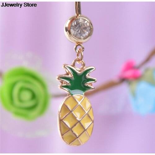 1Pc Retail Belly Button Ring Body Piercing Jewelry 14G Surgical Steel Fruit Bar Piercing Navel Navel Ring Hot