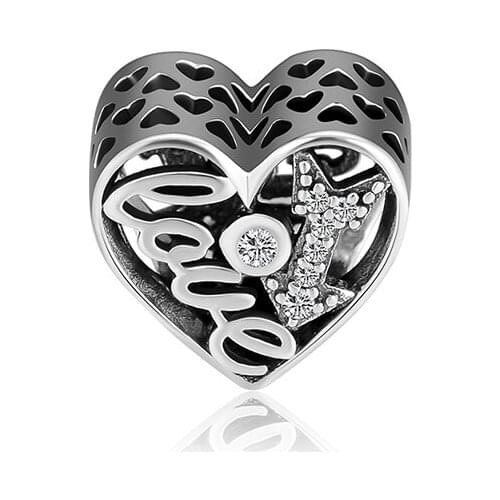 Fits Pandora Charms Bracelets Love Feelings in My heart Beads 100% 925 Sterling Silver Jewelry Free Shipping