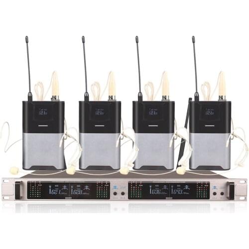 Professional Wireless Microphone System 403GT 4-Channel UHF Dynamic Professional 4 Headphones Collar Line Conference