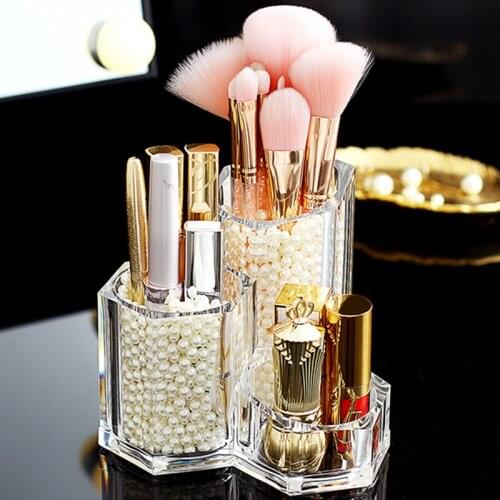 Transparent Cosmetic Organizer Makeup Brush Holder Storage Box Acrylic Plastic Box Jewelry Pen Supplies Business Card Storage