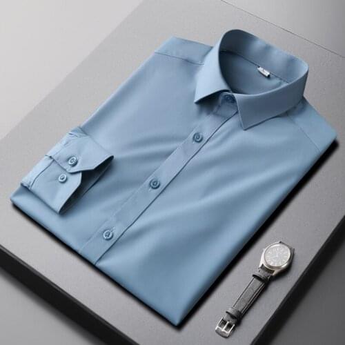 2021 Summer Fashion Men Shirt Solid Long Sleeve Button Turn-down Collar Chic Streetwear Casual Blouse Fashion Shirt Camisas A142