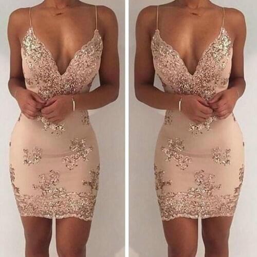 Sexy 2020 Spaghetti Straps Cocktail Dresses Sleeveless Graduation Sequins Mini Slim Custom Made Short Prom Dress Party Gowns