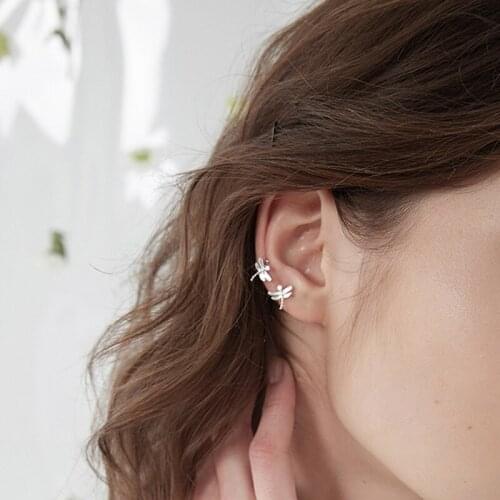 KISSLOVE Mini Creative Design Dragonfly Stud Earring Cute Animal Shiny Zircon Ear Clip Without Ear Hole For Girl Women Gift