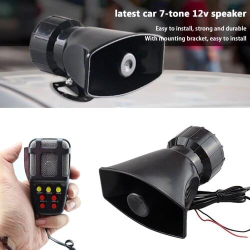 Trucks Alarm Siren 12V Speaker With 7 Horn Tones Flat Mouth 7-tone Speaker With Flat Mouth Car Accessories