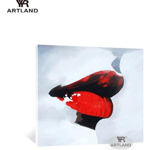 Nordic Abstract red lips landscape Handmade abstarct oil painting on canvas wall art picture for living room bedroom best gift
