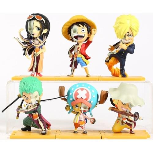 One Piece Freenys Hidden Dissectibles vol.1 Luffy Robin Sanji Zoro Chopper Usopp Half Skeleton PVC Figures Toys 6pcs/set