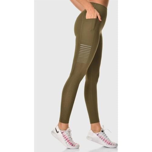 Superstacy Laser Cut Pocket Khaki High Waist Sports Leggings