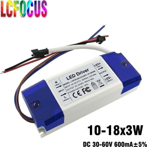 Lighting transformer 10-18x3W plastic shell 30W 33W 36W 42W 45W 48W 51W 54W LED driver is suitable for flood light high bay ligh