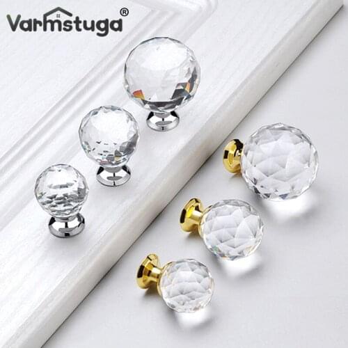 VARMSTUGA 25-40mm Diamond Shape Design Crystal Glass Knobs Cupboard Drawer Pull Kitchen Cabinet Door Wardrobe Handles Hardware